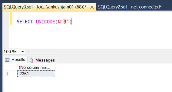 How to check code point value of a Unicode character in SQL Server?