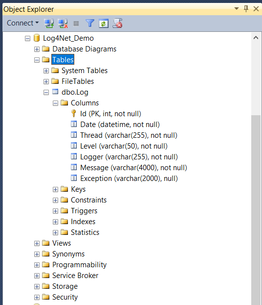 Integrating Log4Net with ASP.NET Web API2 and SQL Server