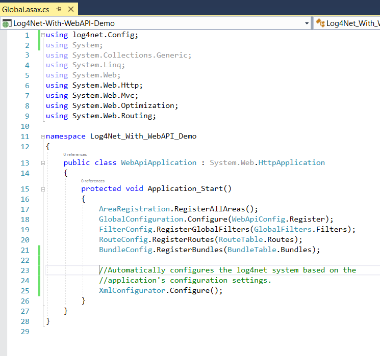 Integrating Log4Net with ASP.NET Web API2 and SQL Server