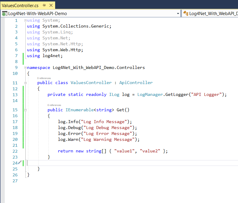 Integrating Log4Net with ASP.NET Web API2 and SQL Server