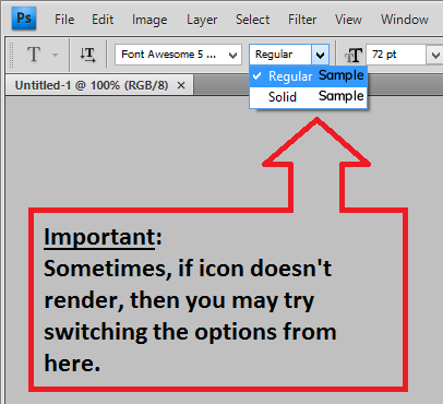 Installing Font Awesome Fonts in Photoshop